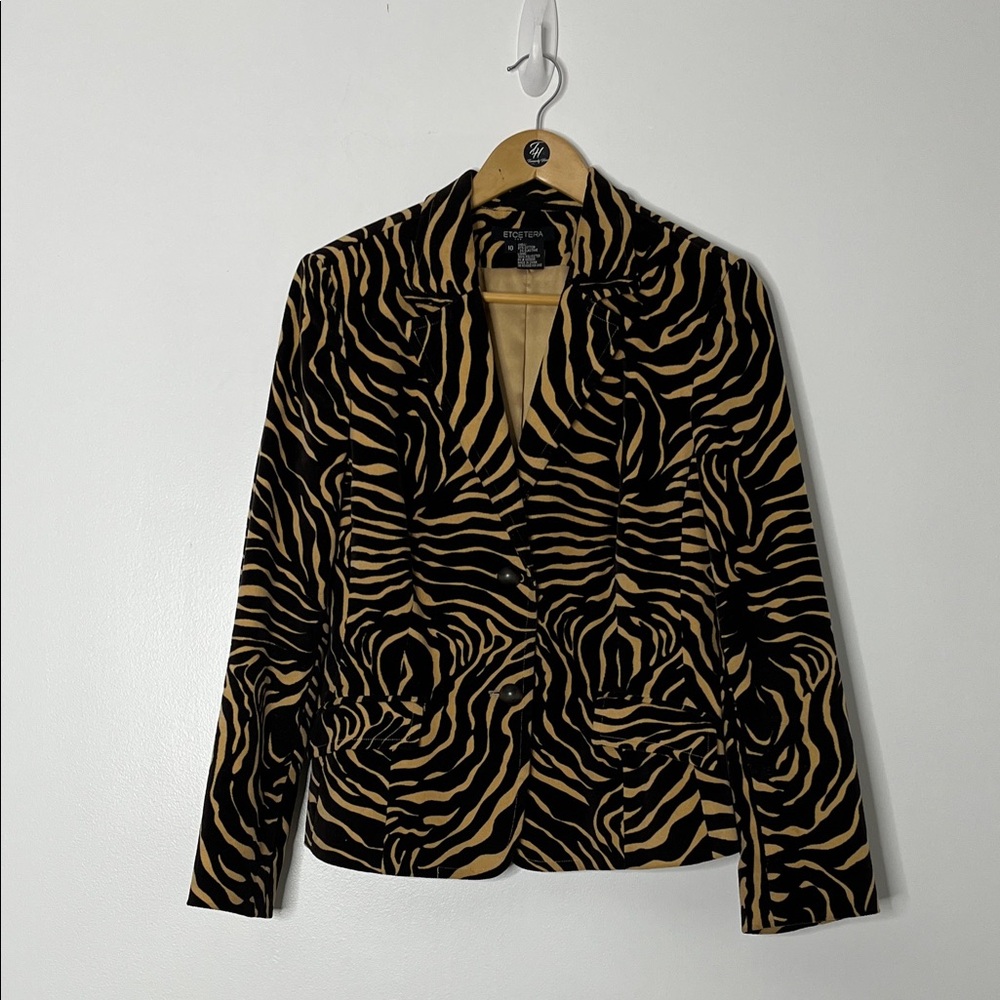 Etcetera Tiger Stripe Soft Cotton Blazer Sz 10